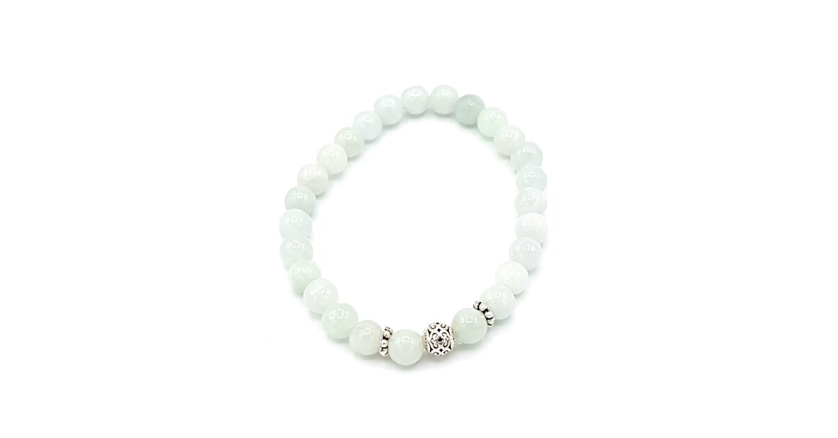 Bracelet En Jade Verte 6mm - Pierre Naturelle, Style À Fleur De Vie, Neuf Avec étiquettes